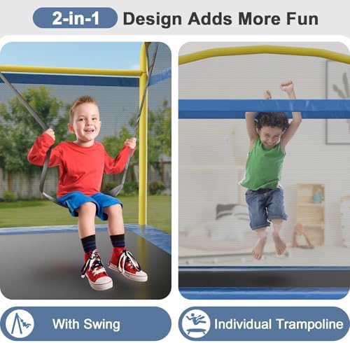 6.5FT Rectangle Trampoline for Kids: ASTM Approved Recreation with Swing & Safety Enclosure Net