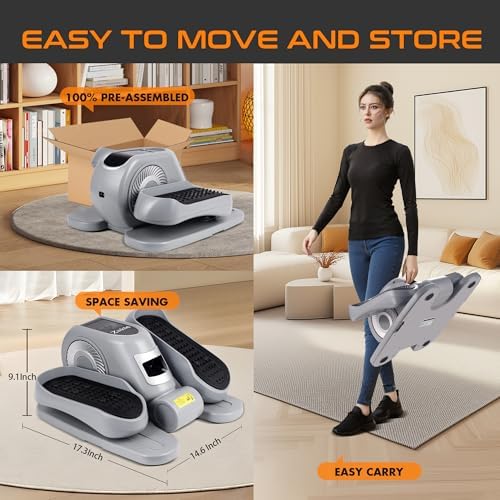 Zakle Electric Elliptical Machine for Home Office Users, Quiet Seated Pedal Exerciser with Remote Control and 12 Speed L