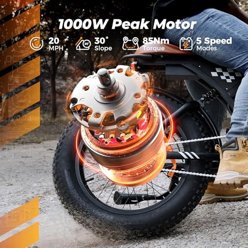 Electric Bike, 1000W/750W/500W Peak Motor, Removable Battery, Shock Absorber, Commuting Electric Bike for Adults, 75/60/