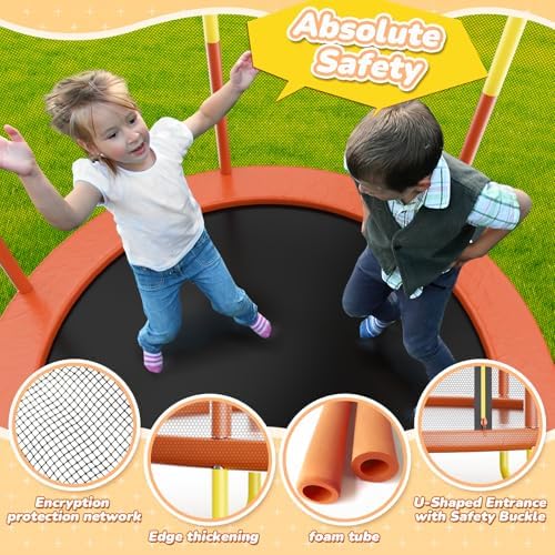 Indoor Trampoline 6FT for Kids, Safety Net & Hoop, Ages 1-8 Gifts