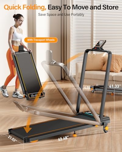 Portable Treadmill Walking Pad with 12% Incline & Handle Bar for Home | 350+lb Capacity & 4 Adjustable Incline Smart Ap