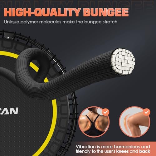 BCAN 40"/48" Mini Rebounder Trampoline for Adults with Bar: Whole-Body Workout & Relaxation at Home, Stable & Quiet, Adj