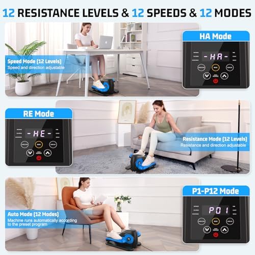 ANCHEER Elliptical Exercise Machine for Home Use, Electric Leg Exerciser for Seniors and Home Office | 12 Speeds Seated