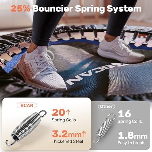 BCAN Fitness Rebounder Max Load 330lbs/440lbs for Adults Indoor/Garden Workout BCAN Adjustable Foam Handle Trampoline