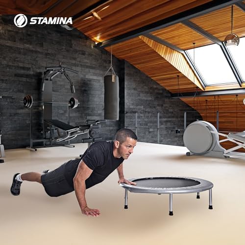Stamina Folding Trampoline Black - Portable Fitness Equipment for Home Gym, Cardio & Strength Training, Jumping Exercise