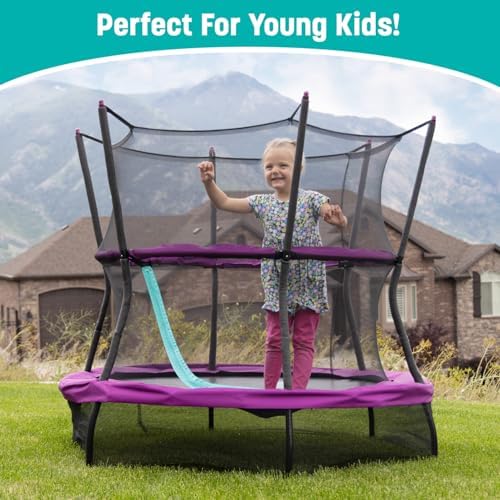 Skywalker Trampolines No-Spring Design Mini Trampoline for Kids and Toddlers 60" Enclosure Net Skywalker Trampolines No-