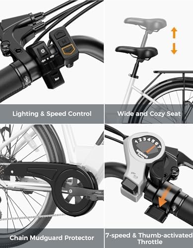 Jasion Roamer ST Electric Bike for Adults, 62Miles & 28MPH Max Speed, Front SuspensionWomen E Bike