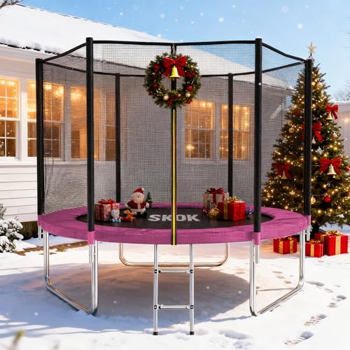 SKOK Kids Outdoor Trampoline, 400LBS ASTM Approved Net Trampoline, Kid Friendly, Outdoor Play, Durable and Safe, 12ft Di