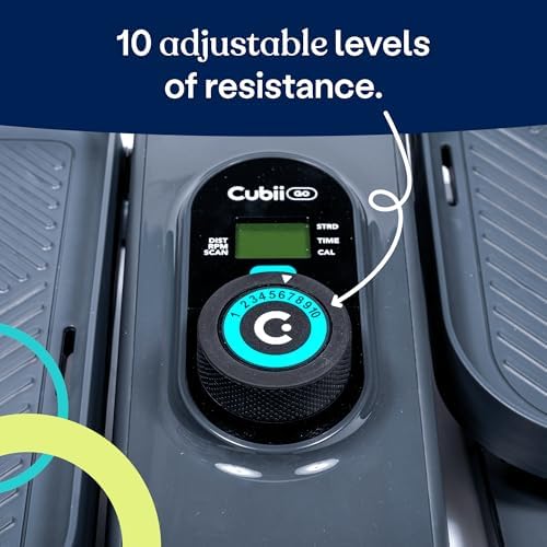 Cubii GO Under Desk Elliptical Bike for Home Gym, Portable Pedal Exerciser with LCD Fitness Tracker, Adjustable Resistan