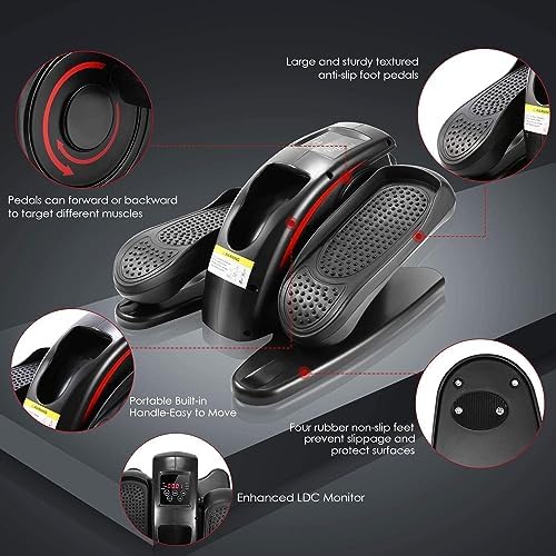 ANCHEER Quiet Elliptical Machine for Seniors and Office Workers - Low-Impact Pedal Exercise at Desk, Smart LCD Display,