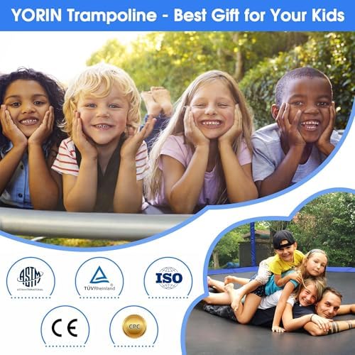 YORIN 16FT Tranpoline Outdoor with Basketball Hoop & Net YORIN 1500 LBS Tranpoline ASTM Approved for Kids and Adults YOR