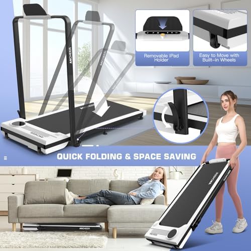 ANCHEER Under Desk Treadmill with Incline and Handle Bar for Home Office | ANCHEER 4 in 1 Folding Treadmill with LED Di