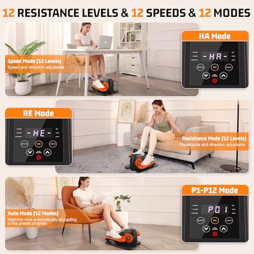 ANCHEER Electric Under Desk Elliptical Exercise Machine for Seniors and Home Office | ANCHEER 12 Speed Seated Elliptica