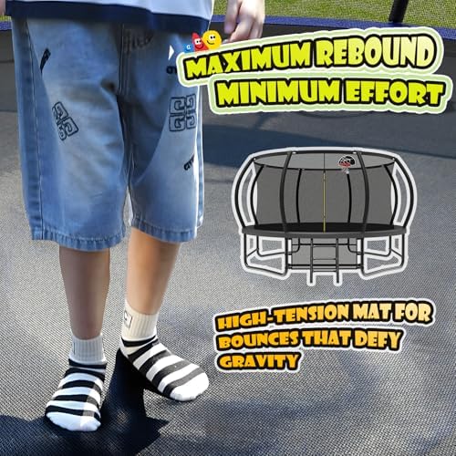 Lyromix 12-16FT Trampoline with Basketball Hoop and Lights for Kids and Adults | Lyromix Recreational Trampoline with S