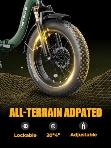 Heybike Ranger Electric Bike for Adults, Peak 1400W Motor Ebike, 28MPH Folding Step-Thru E Bike with Front Suspension