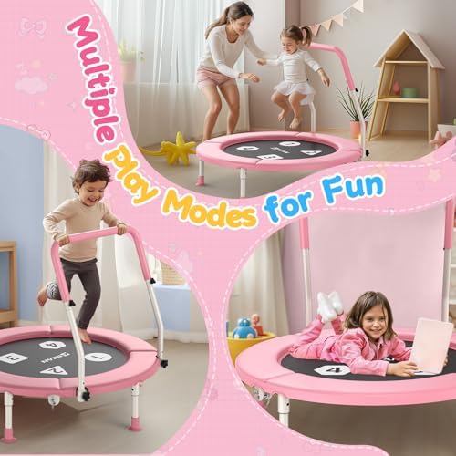 BCAN 36" Toddler Trampoline for Kids Ages 1-6: Safe, Foldable & Adjustable, Indoor & Garden Use, Gift for Boys and Girls