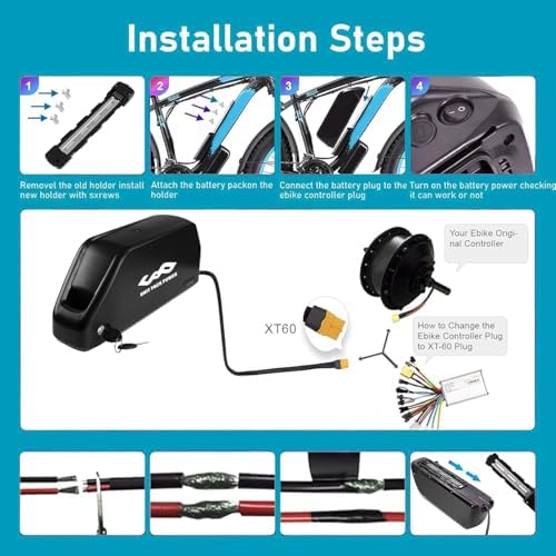 EXECYC UL Certificated 48V Lithium Ion Battery Pack for 48Volt Electric Bicycles Bafang Conversion Kit Front Wheel Use