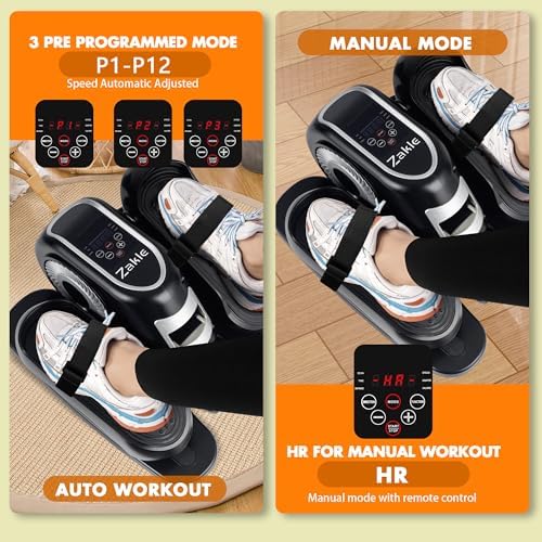 Zakle Electric Elliptical Machine for Home Office Users, Quiet Seated Pedal Exerciser with Remote Control and 12 Speed L