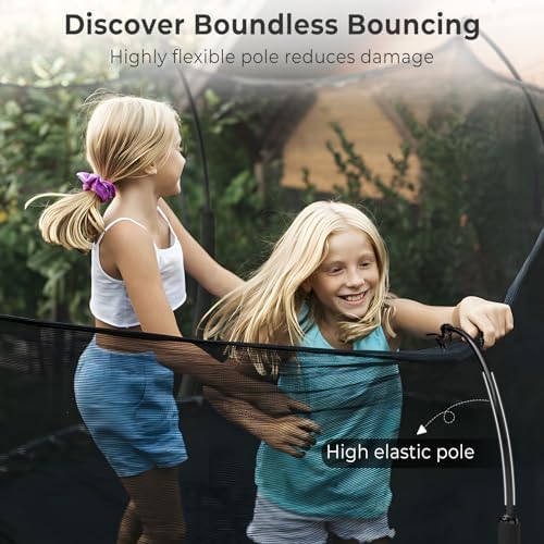 Lyromix 12 14 15 16FT Outdoor Trampolines for Kids and Adults | Lyromix Pumpkin Trampolin with Curved Poles for Kids an