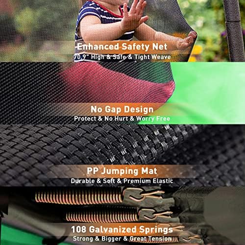 Tranpoline 1500LBS for Kids and Adults with Enclosure Net and Basketball Hoop