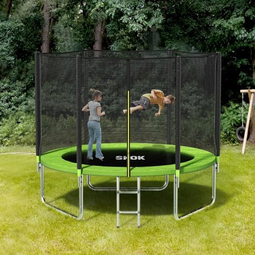 SKOK Kids Outdoor Trampoline, 400LBS ASTM Approved Net Trampoline, Kid Friendly, Outdoor Play, Durable and Safe, 12ft Di