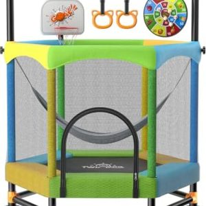**Twinkoo 60" Anti-Rollover Toddler Trampoline for Kids - Outdoor & Indoor Use** | **Twinkoo 5FT Toddler Trampoline wit
