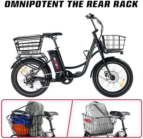 Windone E20 Electric Bike for Adults, 20'' x |0'' Tire & 350W Motor, 7 Speed Shimano, Max 20 MPH, 40 Miles Range, Urban