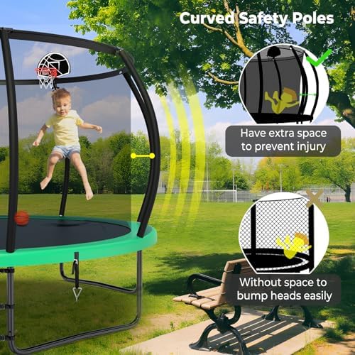 Lyromix 12-16FT Trampoline with Basketball Hoop and Lights for Kids and Adults | Lyromix Recreational Trampoline with S