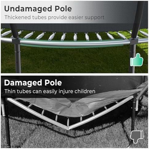 Lyromix 12 14 15 16FT Outdoor Trampolines for Kids and Adults | Lyromix Pumpkin Trampolin with Curved Poles for Kids an