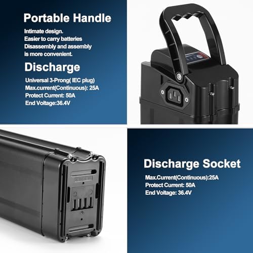 Silver Fish 48V 16Ah Ebike Battery, 2A Charge for 200-750W Electric Bikes