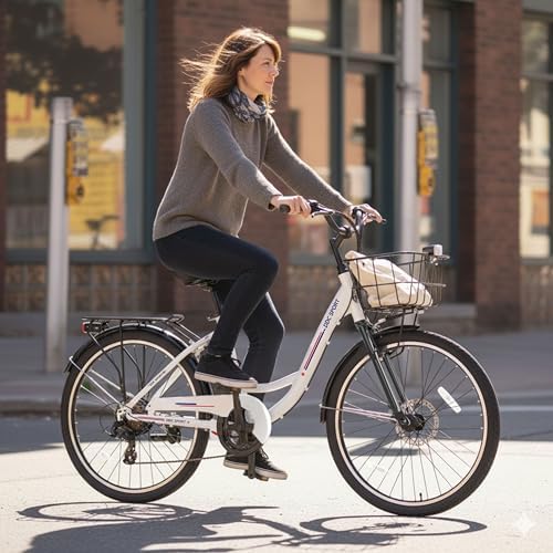 Peak 700W Motor Electric Bike for Adults, Commuter E-Bike, 7-Speed, 45Miles Range 20MPH Electric Bike for Women/Men/Teen