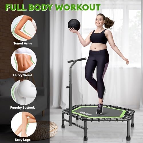 ONETWOFIT Silent Mini Trampoline for Adults | Indoor Exercise Fitness Trampoline | Max Load 330lbs | Rebounder Workout |