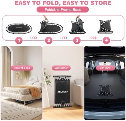 ANCHEER Mini Trampoline for Kids & Toddlers - Indoor/Outdoor Rebounder with Adjustable Handle ANCHEER 56'' Safe Oval Fit