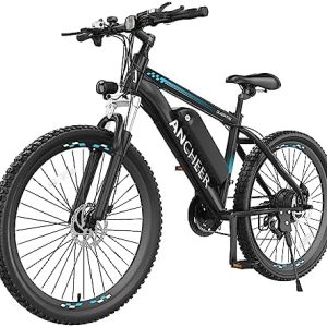 ANCHEER 500W 26" Electric Bike for Adults: Peak 750W, 48V 10.4Ah Battery, Up to 55 Miles 21 Speed 22MPH Electric Mountai