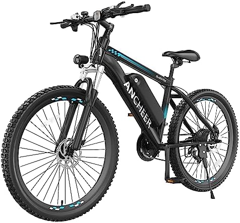 ANCHEER 500W 26" Electric Bike for Adults: Peak 750W, 48V 10.4Ah Battery, Up to 55 Miles 21 Speed 22MPH Electric Mountai