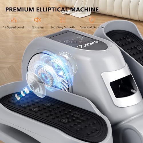Zakle Electric Elliptical Machine for Home Office Users, Quiet Seated Pedal Exerciser with Remote Control and 12 Speed L
