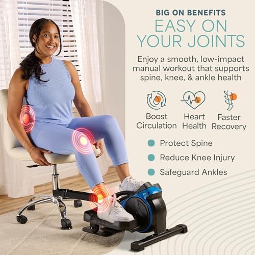 Lifepro Quiet Elliptical Exercise Machine for Seniors & Adults, Seated Pedal Exerciser, Home & Office Use, Portable Red