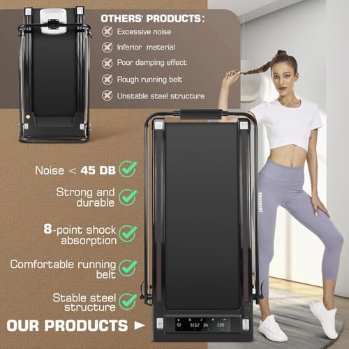 ANCHEER Portable Folding Treadmill with Remote Control and LED Screen - 12% Incline - Max 320 lb Capacity - Home, Gym, a