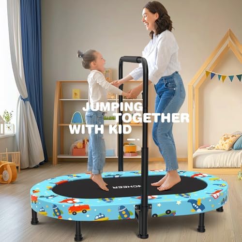 ANCHEER Mini Trampoline for Kids & Toddlers - Indoor/Outdoor Rebounder with Adjustable Handle ANCHEER 56'' Safe Oval Fit