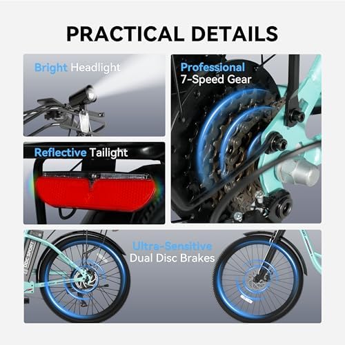 Peak 700W Motor Electric Bike for Adults, Commuter E-Bike, 7-Speed, 45Miles Range 20MPH Electric Bike for Women/Men/Teen