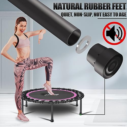 NEWAN Silent Mini Trampoline for Adults - 40" to 48" Diameter, Max Limit 330lbs, Silent Bungee Rebounder Jumping Cardio