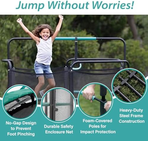 Skywalker 60" Kids Trampoline with Enclosure Net - Indoor Outdoor Safety Padded Frame for Ages 3-6