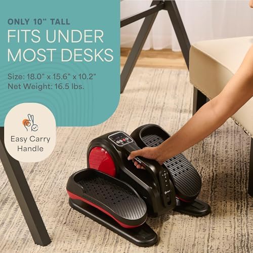 Lifepro Quiet Elliptical Exercise Machine for Seniors & Adults, Seated Pedal Exerciser, Home & Office Use, Portable Red