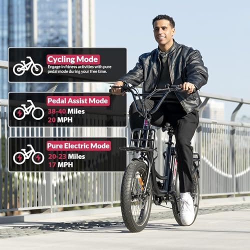 Windone E20 Electric Bike for Adults, 20'' x |0'' Tire & 350W Motor, 7 Speed Shimano, Max 20 MPH, 40 Miles Range, Urban