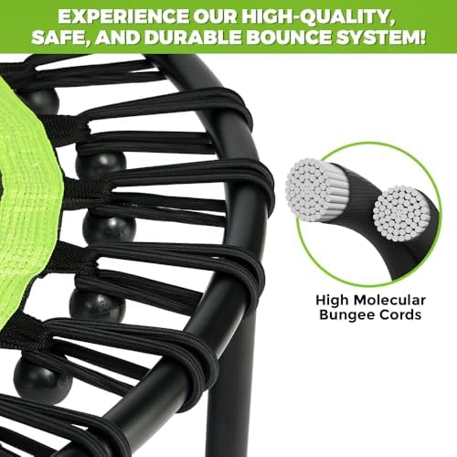 ONETWOFIT Quiet Foldable Mini Trampoline for Adults 42” W/Adjustable Foam Handle Bungees, Perfect for Indoor Workout O