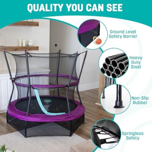 Skywalker Trampolines No-Spring Design Mini Trampoline for Kids and Toddlers 60" Enclosure Net Skywalker Trampolines No-
