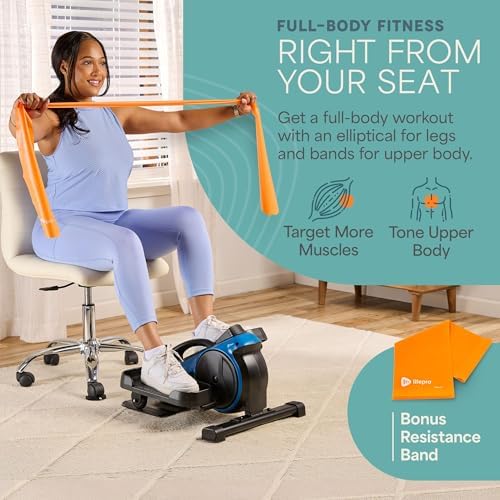 Lifepro Quiet Elliptical Exercise Machine for Seniors & Adults, Seated Pedal Exerciser, Home & Office Use, Portable Red