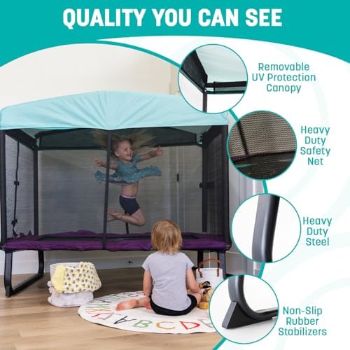 Skywalker 6x4FT Kids Mini Trampoline - Durable Steel Frame for Toddlers & Kids | Skywalker 6x4FT Kids Mini Trampoline -