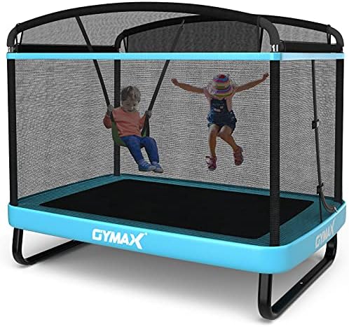 GYMAX Kids Trampoline 6FT Swing Enclosure Safety Net ASTM Approved Indoor Outdoor Birthday Gift