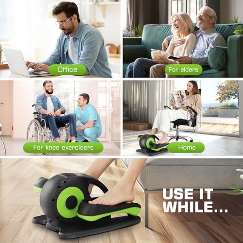 ANCHEER Electric Elliptical Leg Exerciser for Seniors | Quiet Portable Home Office Pedal Exerciser | Remote Control | Se